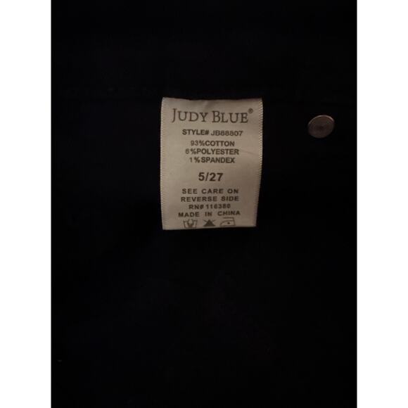 Judy Blue High Waist Tummy Control Garment Dyed Wide Leg Crop Navy Denim Jeans - Picture 6 of 6